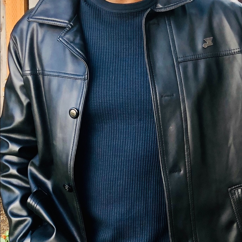 Armani black leather jacket